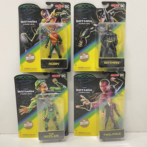 NEW DC Retro Collection Batman Forever Batman Robin Two-Face The Riddler Figures - Picture 3 of 3